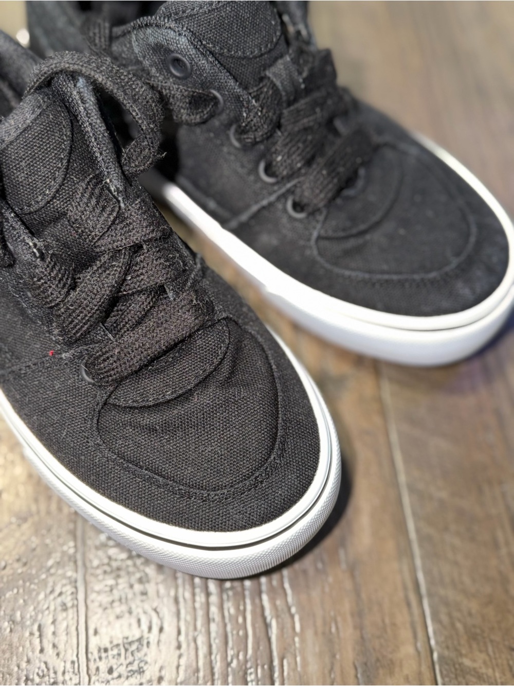 Boys Black Canvas Lace-Up Sneakers 👟